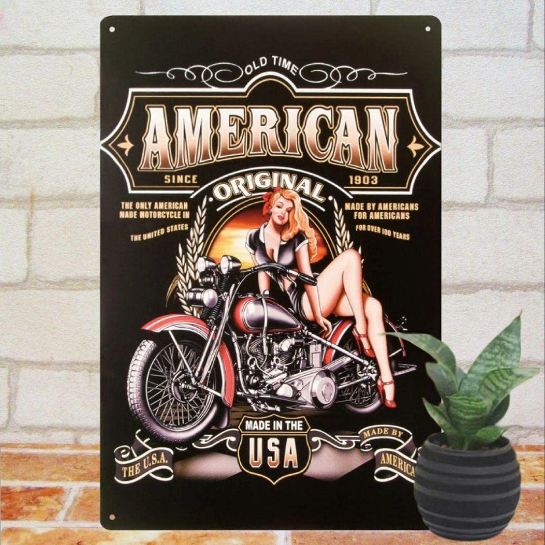 Amazon | デザイン看板アメリカンバイクポスター絵イラスト車庫